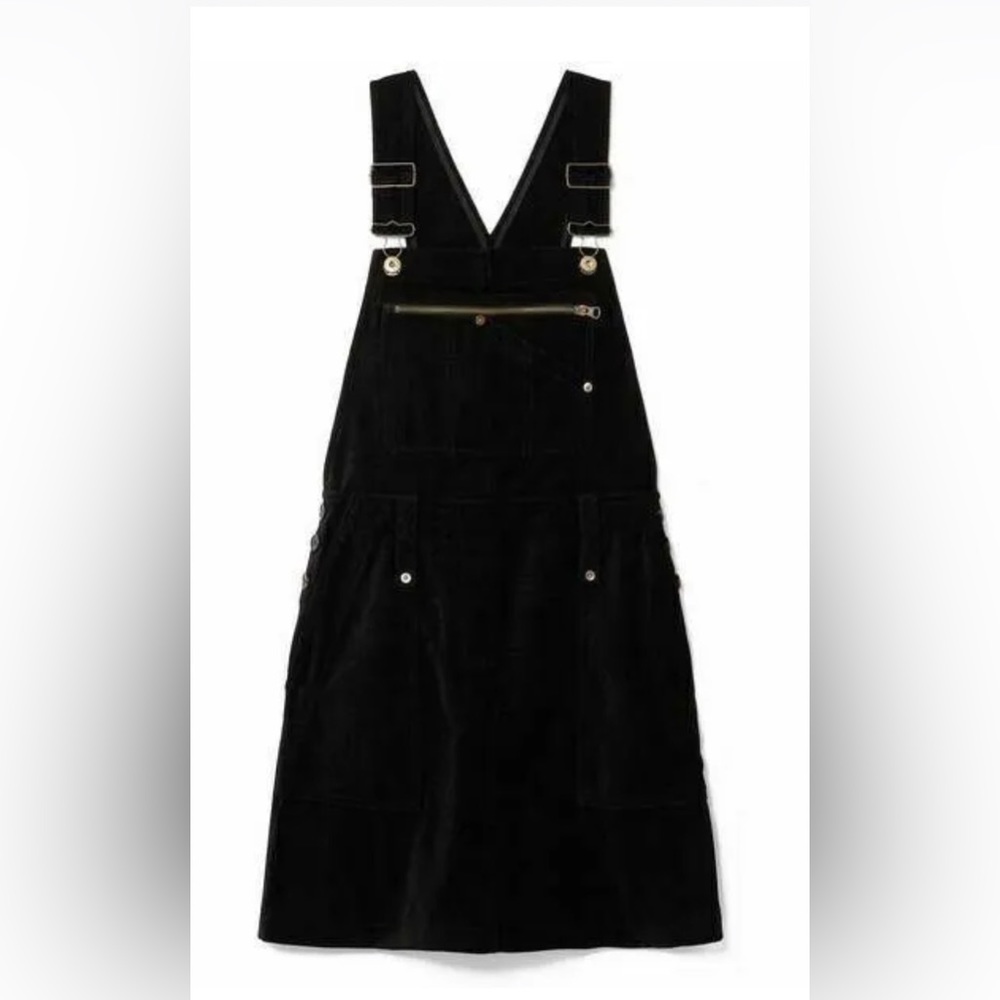 McQ by Alexander McQueen Black Major Dungaree Overall Pinafore Dress M